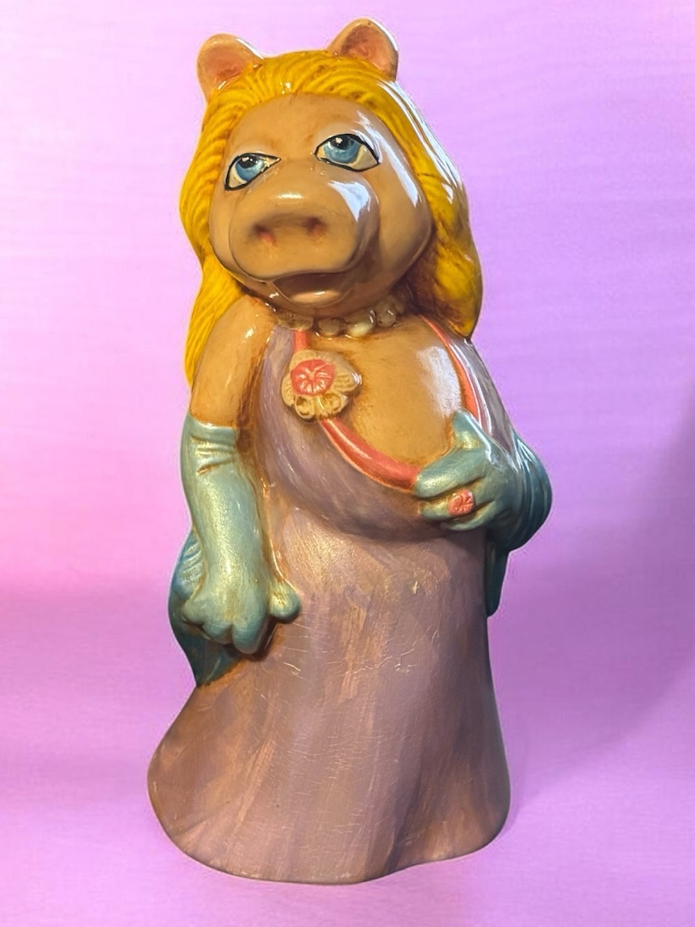 Vintage 1981 Miss Piggy Hand-Painted Ceramic Figurine 8” Muppets Decor